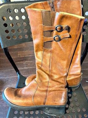 Jambu Leather Tall Heeled Boots Brown & Black US 9.5